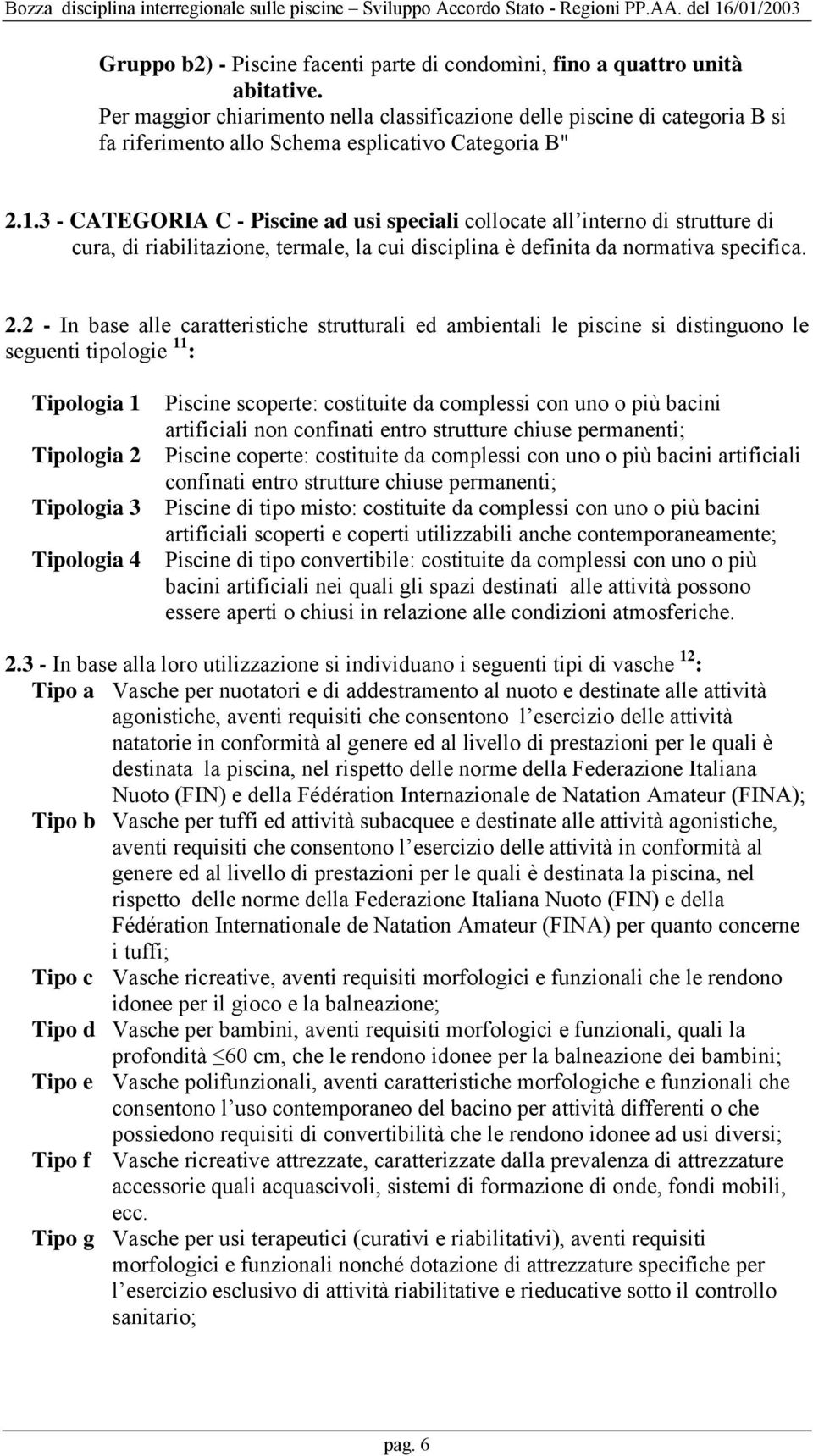 3 - CATEGORIA C - Piscine ad usi speciali collocate all interno di strutture di cura, di riabilitazione, termale, la cui disciplina è definita da normativa specifica. 2.