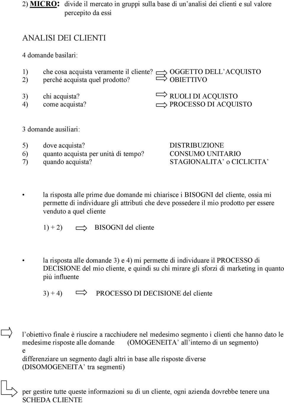 DISTRIBUZIONE 6) quanto acquista per unità di tempo? CONSUMO UNITARIO 7) quando acquista?