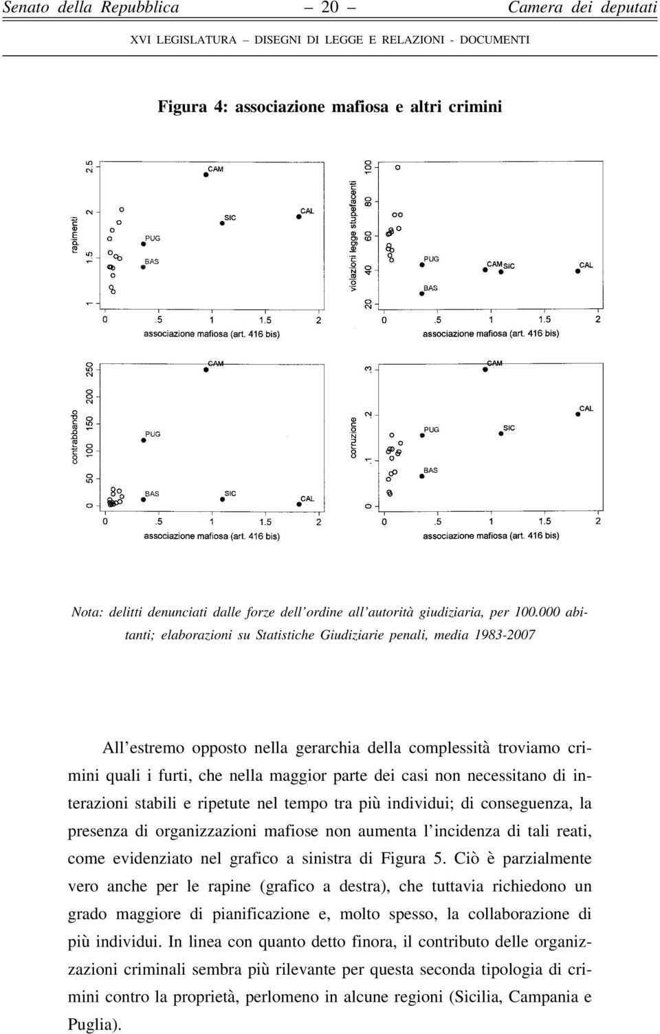 non necessitano di interazioni stabili e ripetute nel tempo tra più individui; di conseguenza, la presenza di organizzazioni mafiose non aumenta l incidenza di tali reati, come evidenziato nel