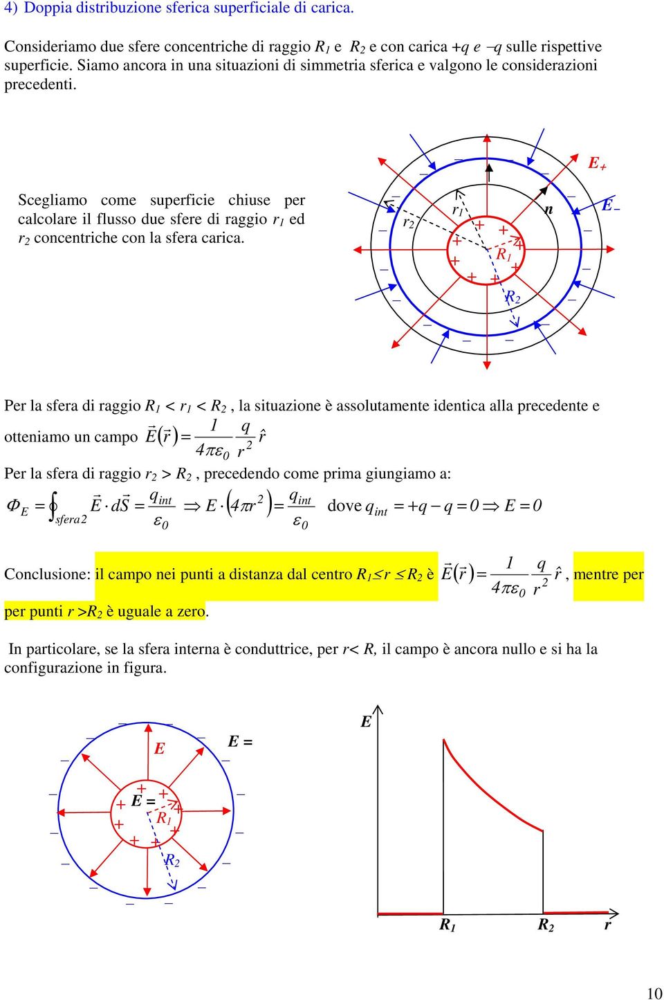 cegliamo come supeficie chiuse pe calcolae il flusso due sfee di aggio ed cocetiche co la sfea caica.