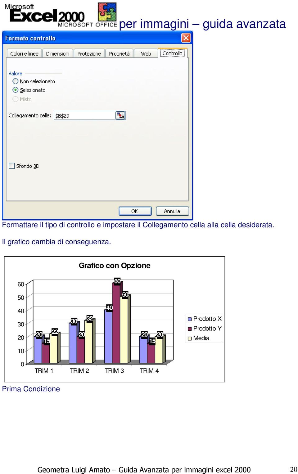 Grafico con Opzione 60 60 50 50 40 30 20 20 22 15 30 20 32 40 20 20 15 Prodotto X