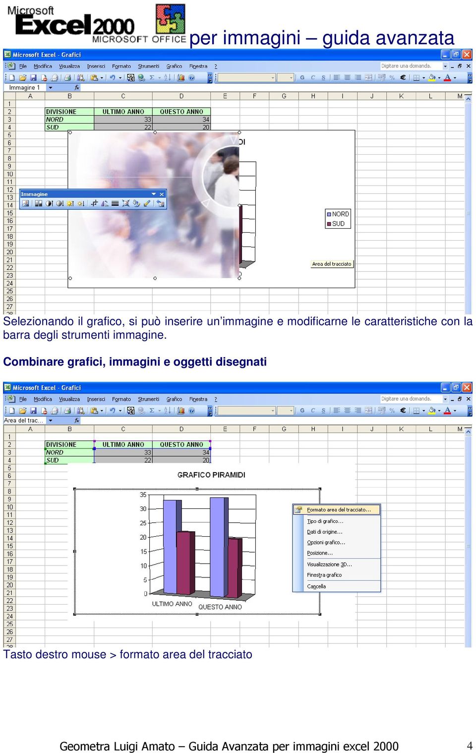 Combinare grafici, immagini e oggetti disegnati Tasto destro mouse >