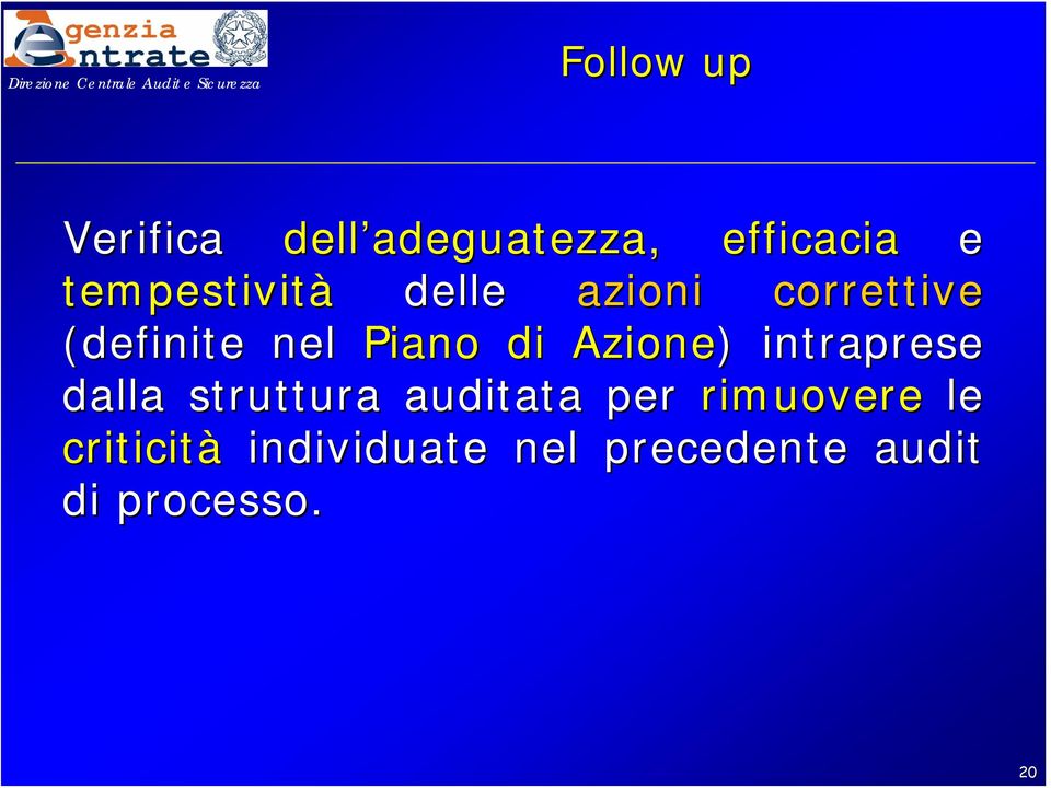 di Azione) ) intraprese dalla struttura auditata per