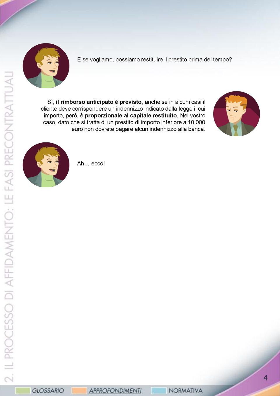 indennizzo indicato dalla legge il cui importo, però, è proporzionale al capitale restituito.