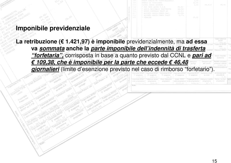 dell indennità di trasferta forfetaria, corrisposta in base a quanto previsto dal CCNL e