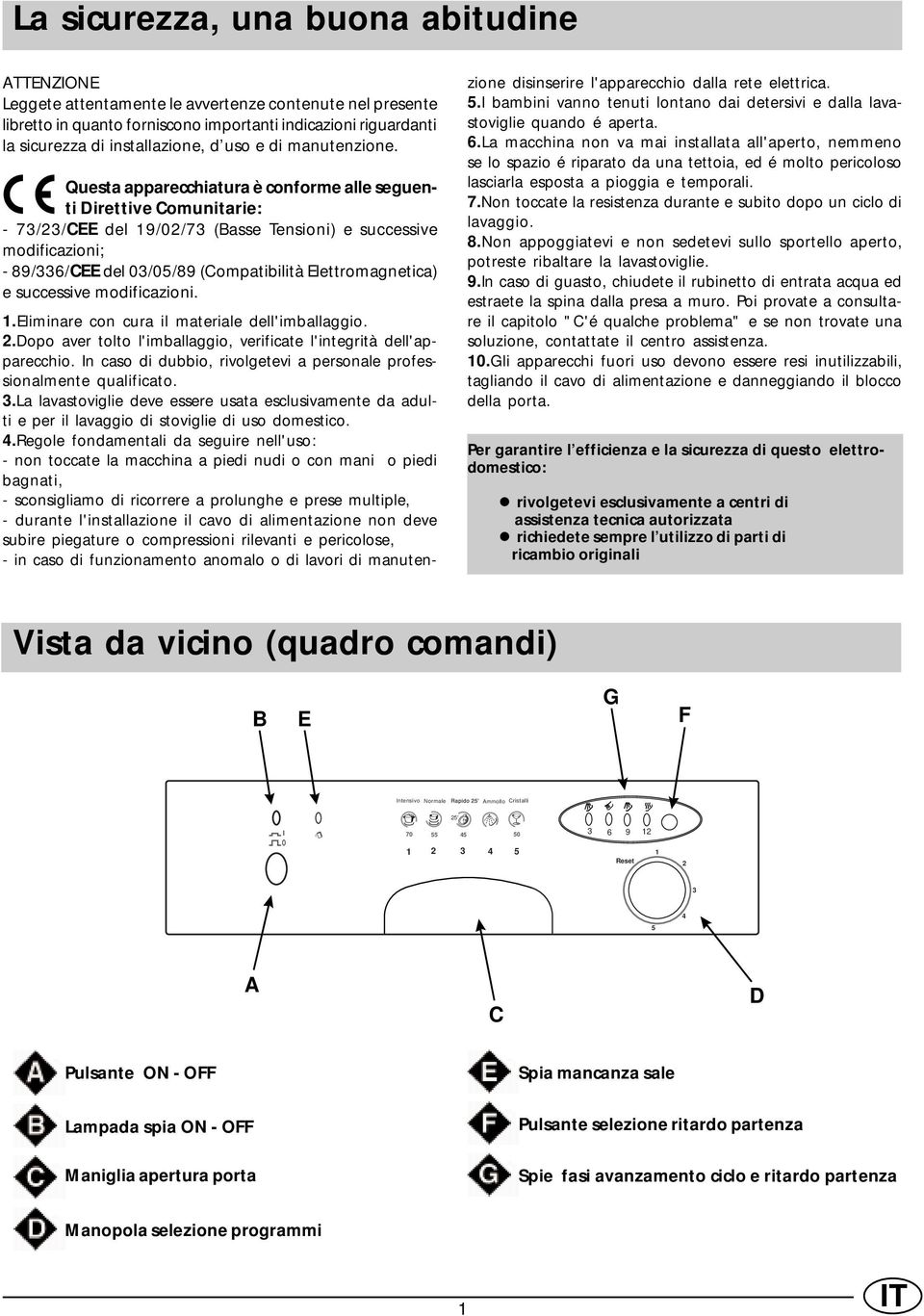 Questa apparecchiatura è conforme alle seguenti Direttive Comunitarie: - 73/23/CEE del 19/02/73 (Basse Tensioni) e successive modificazioni; - 89/336/CEE del 03/05/89 (Compatibilità Elettromagnetica)