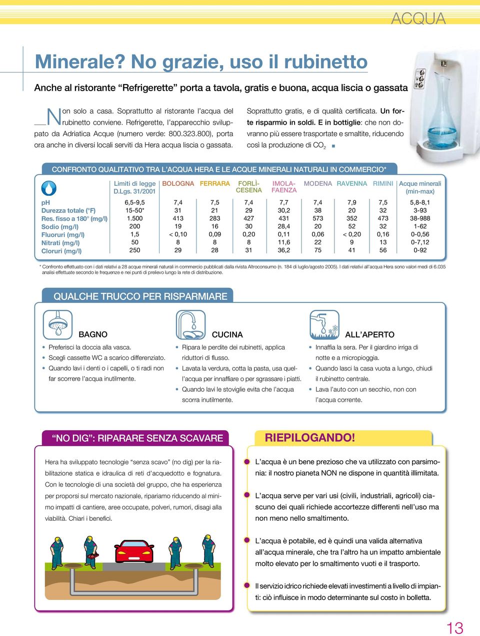 800), porta ora anche in diversi locali serviti da Hera acqua liscia o gassata. Soprattutto gratis, e di qualità certificata. Un forte risparmio in soldi.