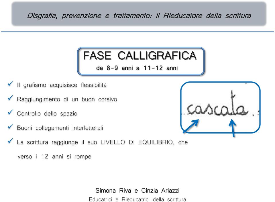 interletterali FASE CALLIGRAFICA da 8-9 anni a 11-12 anni La