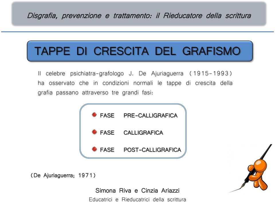 tappe di crescita della grafia passano attraverso tre grandi fasi: FASE