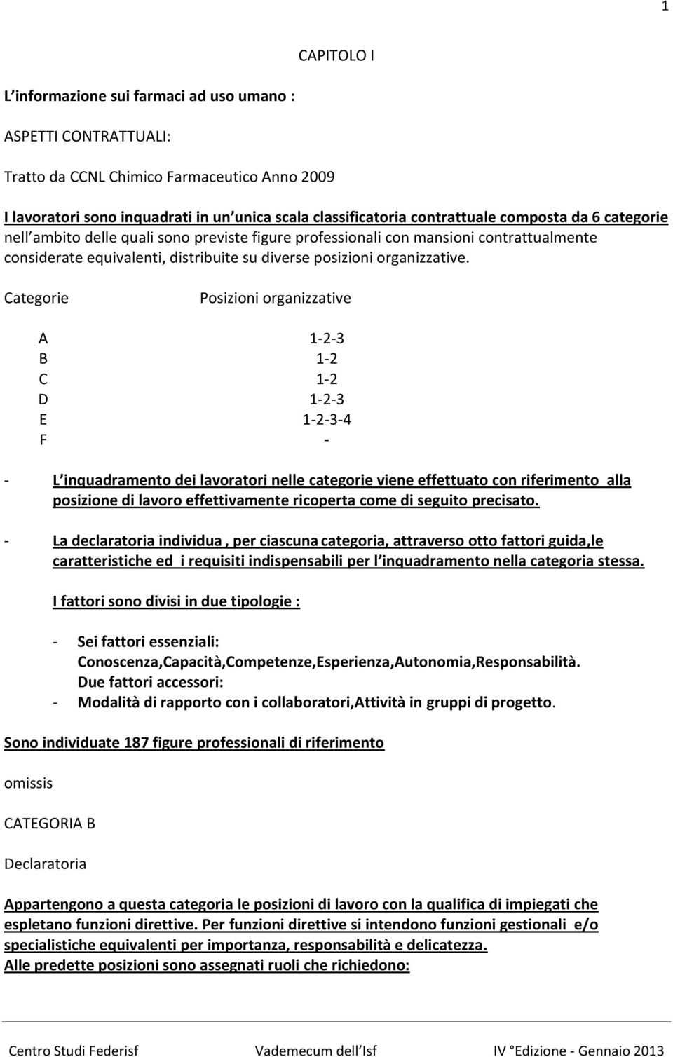 Categorie Posizioni organizzative A 1-2-3 B 1-2 C 1-2 D 1-2-3 E 1-2-3-4 F - - L inquadramento dei lavoratori nelle categorie viene effettuato con riferimento alla posizione di lavoro effettivamente