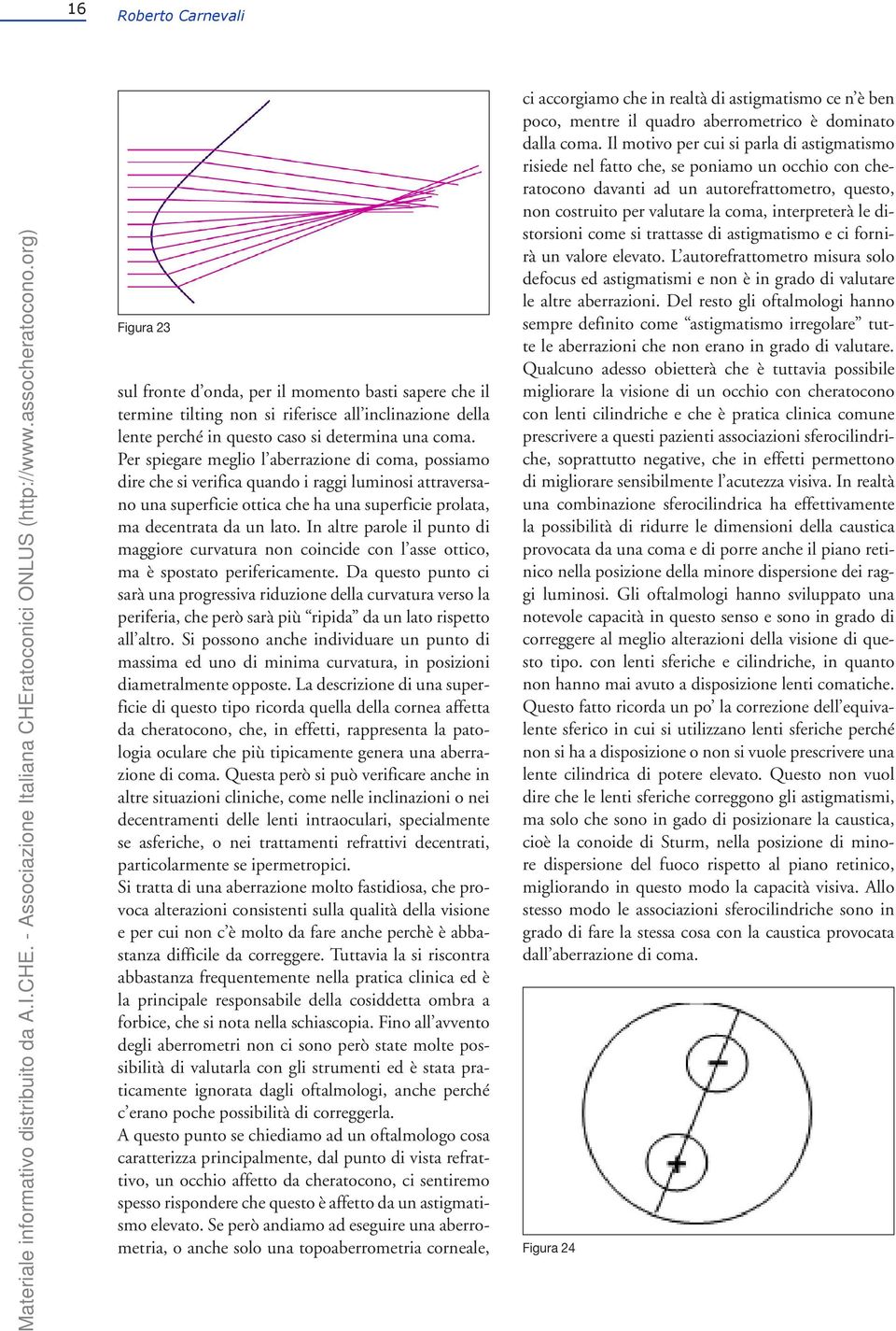 In altre parole il punto di maggiore curvatura non coincide con l asse ottico, ma è spostato perifericamente.