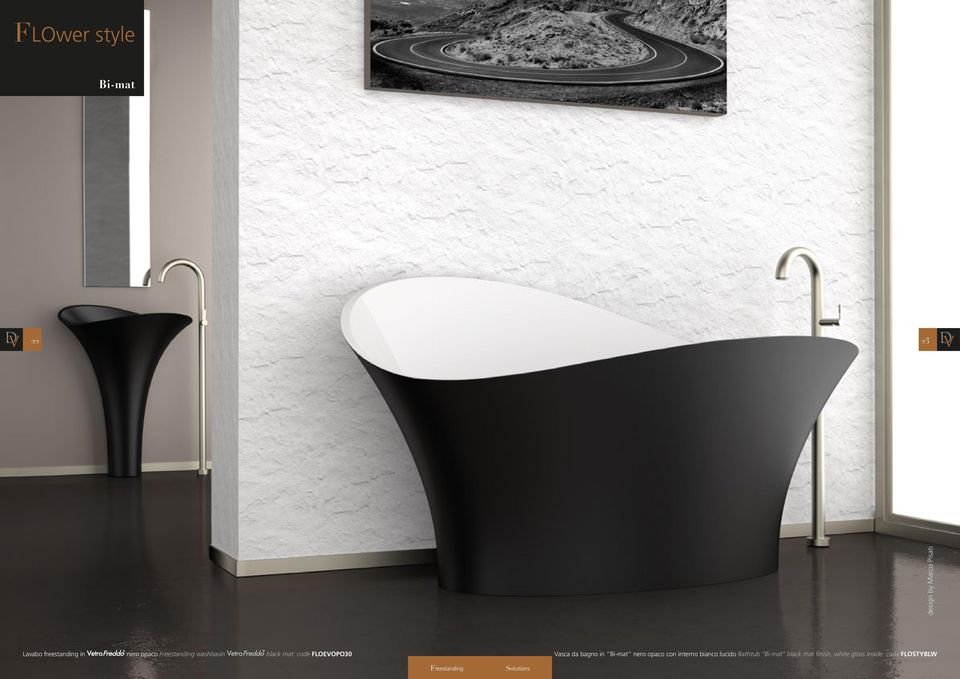 da bagno in Bi-mat nero opaco con interno bianco lucido Bathtub