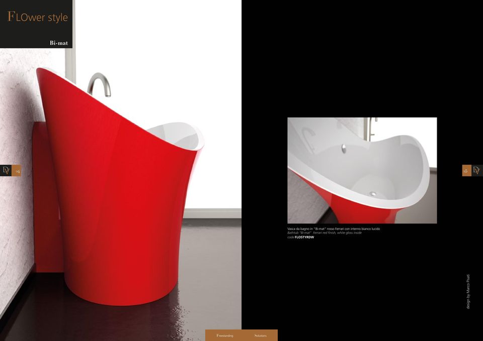 Bathtub Bi-mat Ferrari red finish, white gloss