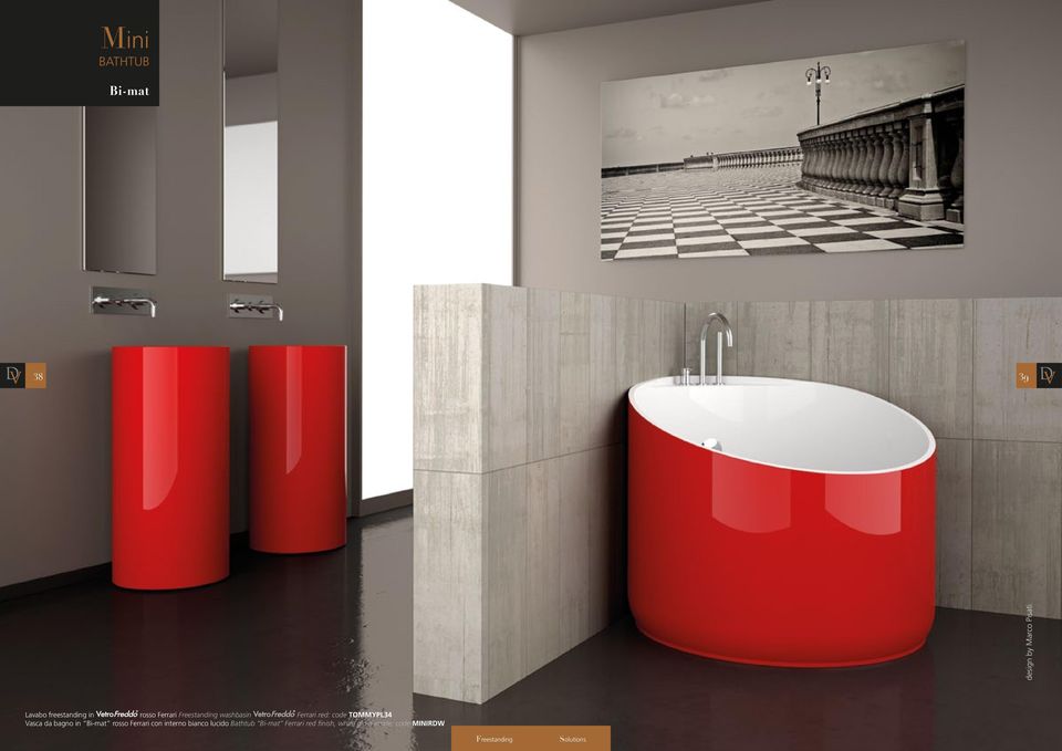 Vasca da bagno in Bi-mat rosso Ferrari con interno bianco lucido