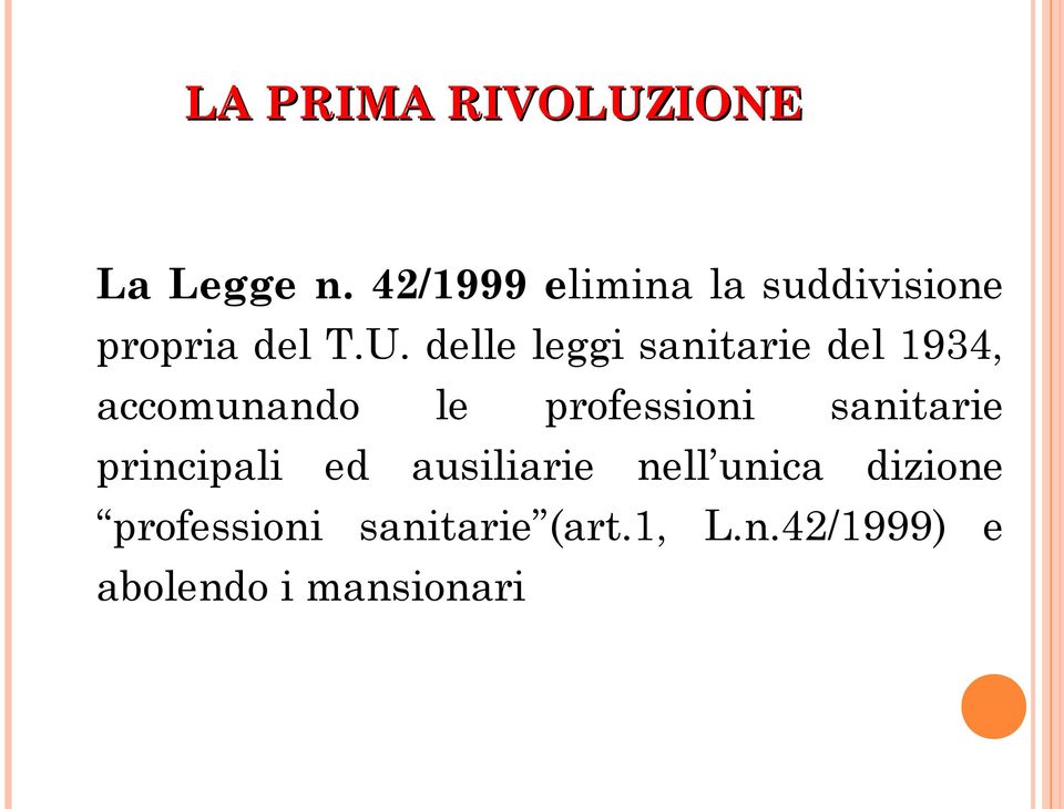 delle leggi sanitarie del 1934, accomunando le professioni