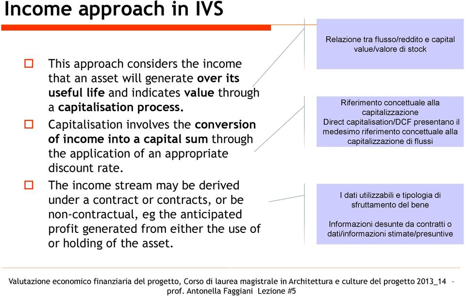 The income stream may be derived under a contract or contracts, or be non-contractual, eg the anticipated profit generated from either the use of or holding of the asset.