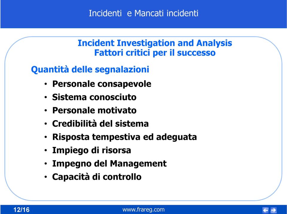 Personale motivato Credibilità del sistema Risposta tempestiva ed