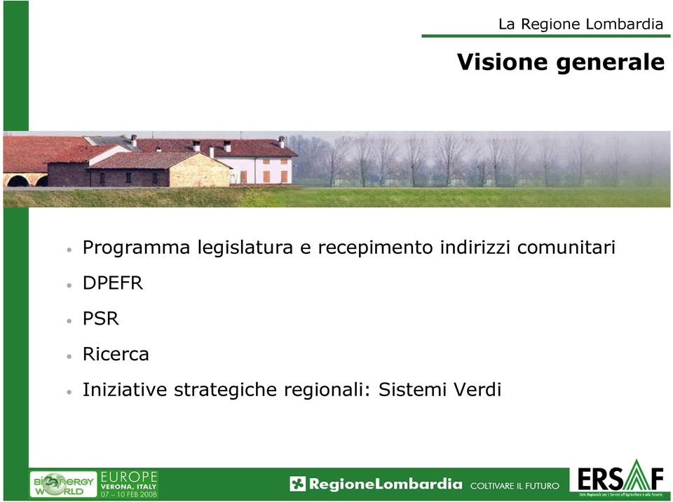 indirizzi comunitari DPEFR PSR Ricerca