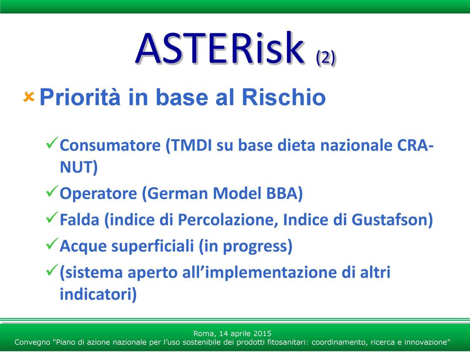 (indice di Percolazione, Indice di Gustafson) Acque superficiali