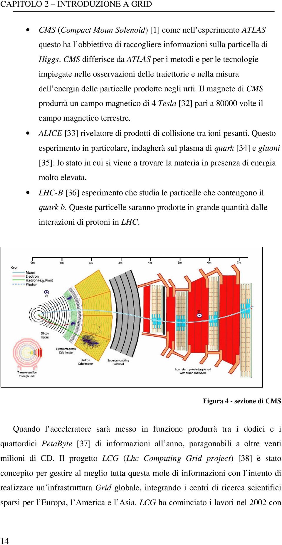 Il magnete di CMS produrrà un campo magnetico di 4 Tesla [32] pari a 80000 volte il campo magnetico terrestre. ALICE [33] rivelatore di prodotti di collisione tra ioni pesanti.