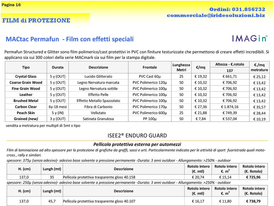 Si applicano sia sui 300 colori della serie MACmark sia sui film per la stampa digitale.