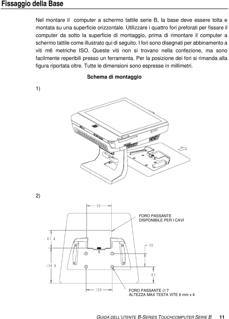 I fori sono disegnati per abbinamento a viti m6 metriche ISO. Queste viti non si trovano nella confezione, ma sono facilmente reperibili presso un ferramenta.