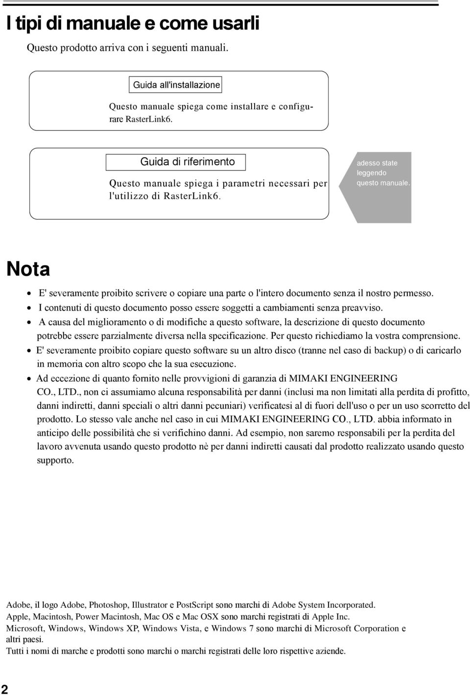 Nota E' severamente proibito scrivere o copiare una parte o l'intero documento senza il nostro permesso. I contenuti di questo documento posso essere soggetti a cambiamenti senza preavviso.