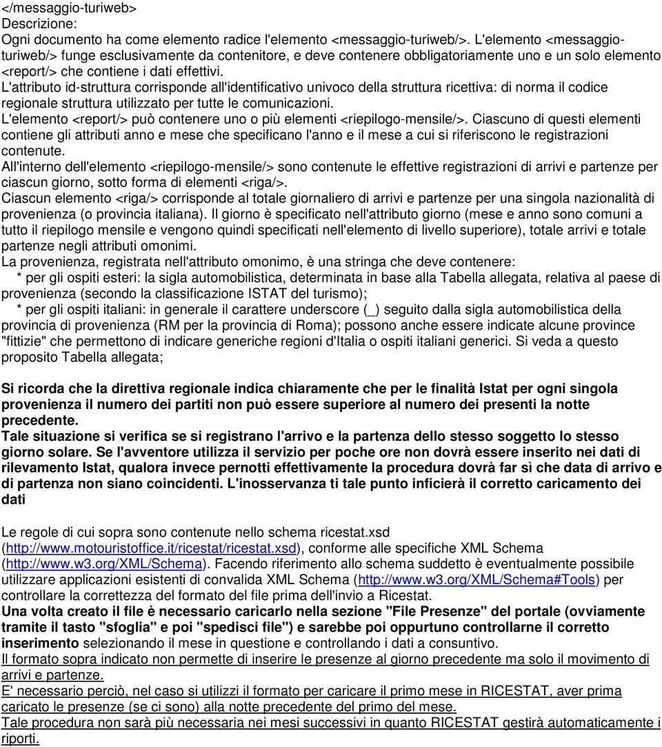 L'attributo id-struttura corrisponde all'identificativo univoco della struttura ricettiva: di norma il codice regionale struttura utilizzato per tutte le comunicazioni.