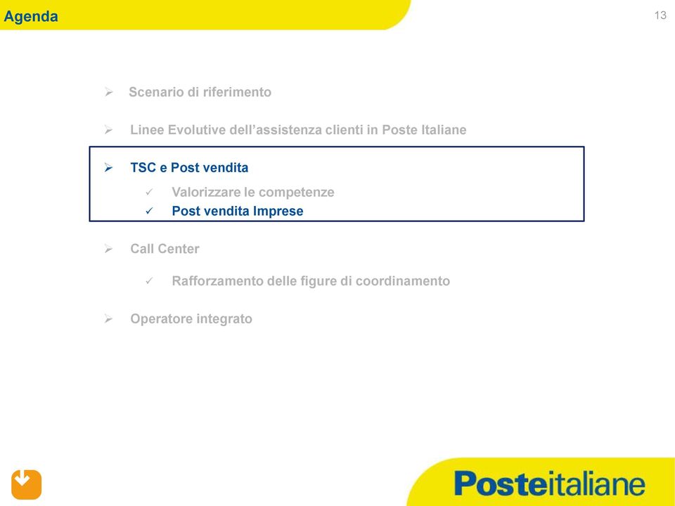 Valorizzare le competenze Post vendita Imprese Call Center