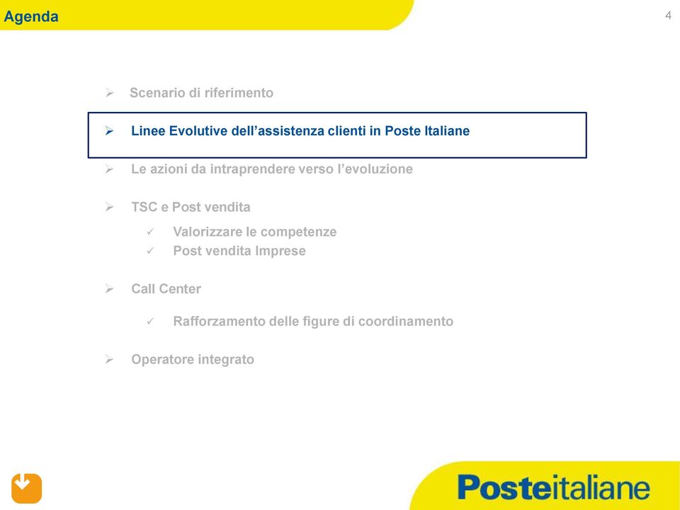 evoluzione TSC e Post vendita Valorizzare le competenze Post vendita