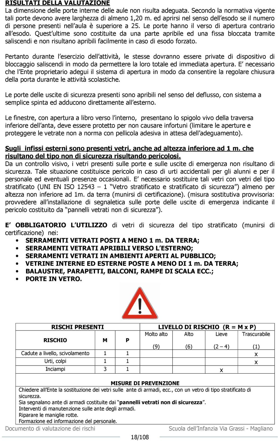 Quest ultime sono costituite da una parte apribile ed una fissa bloccata tramite saliscendi e non risultano apribili facilmente in caso di esodo forzato.