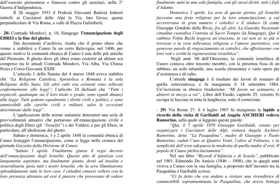 18, Sinagoga: l emancipazione degli EBREI e la fine del ghetto.