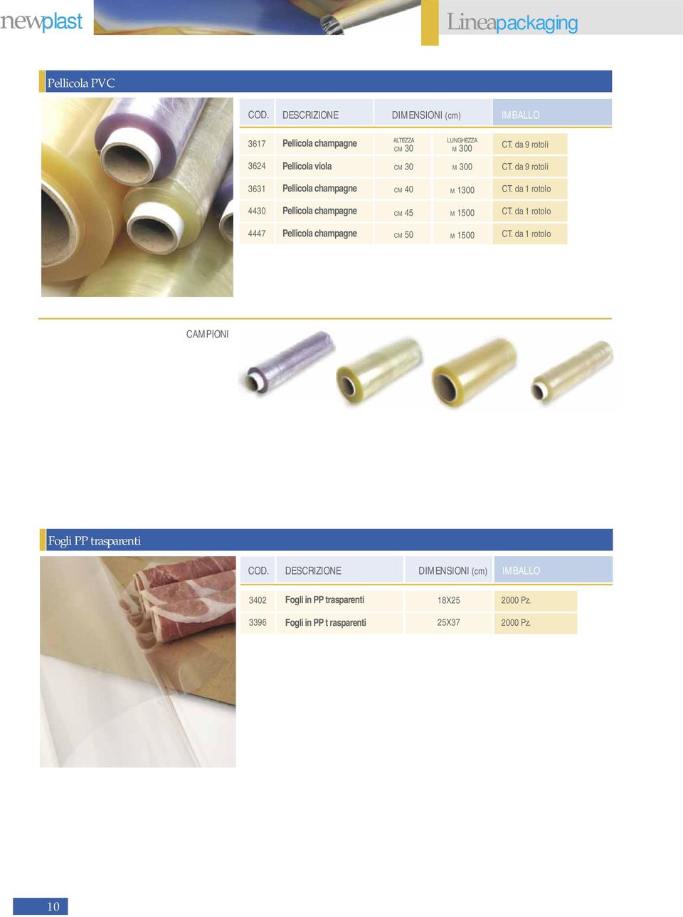 da 1 rotolo 4430 Pellicola champagne CM 45 M 1500 CT. da 1 rotolo 4447 Pellicola champagne CM 50 M 1500 CT.