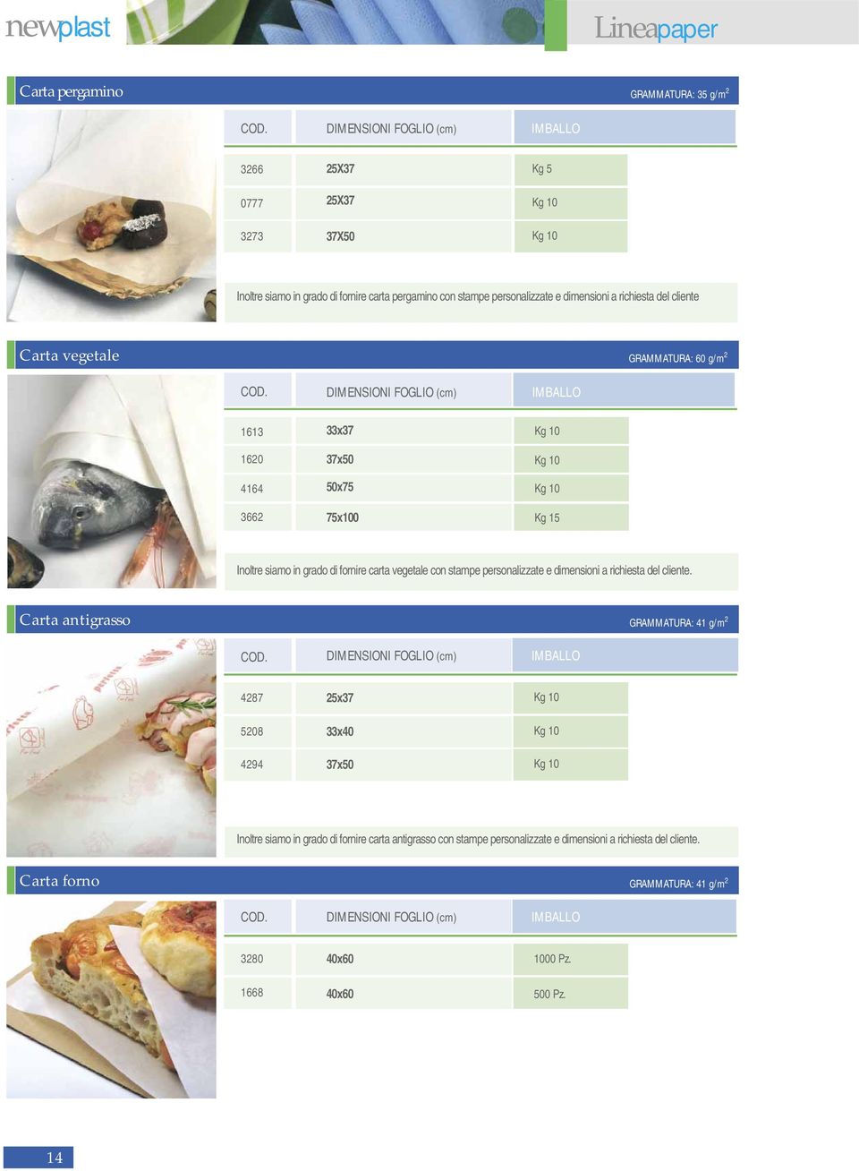 fornire carta vegetale con stampe personalizzate e dimensioni a richiesta del cliente.