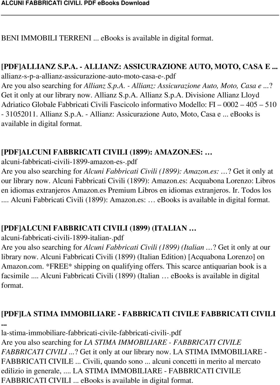 .. ebooks is [PDF]ALCUNI FABBRICATI CIVILI (1899): AMAZON.ES: alcuni-fabbricati-civili-1899-amazon-es-.pdf Are you also searching for Alcuni Fabbricati Civili (1899): Amazon.es:?