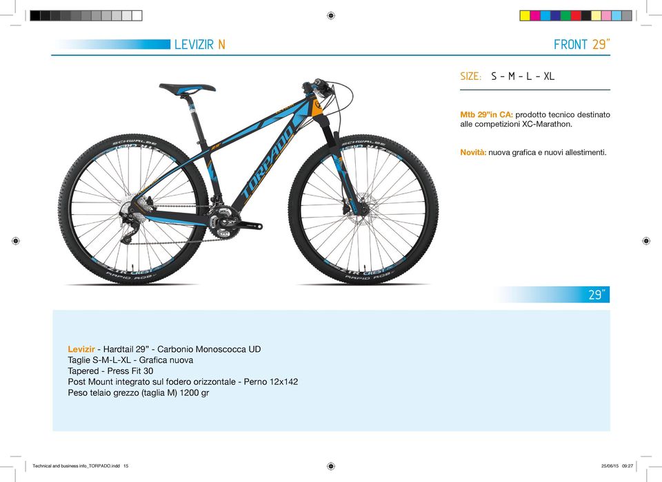 FRAME COLORS DECAL COLORS 29 CARBON MATT 7192 YS BLUE TORPADO TA 61051 Levizir - Hardtail 29 - Carbonio Monoscocca UD Taglie