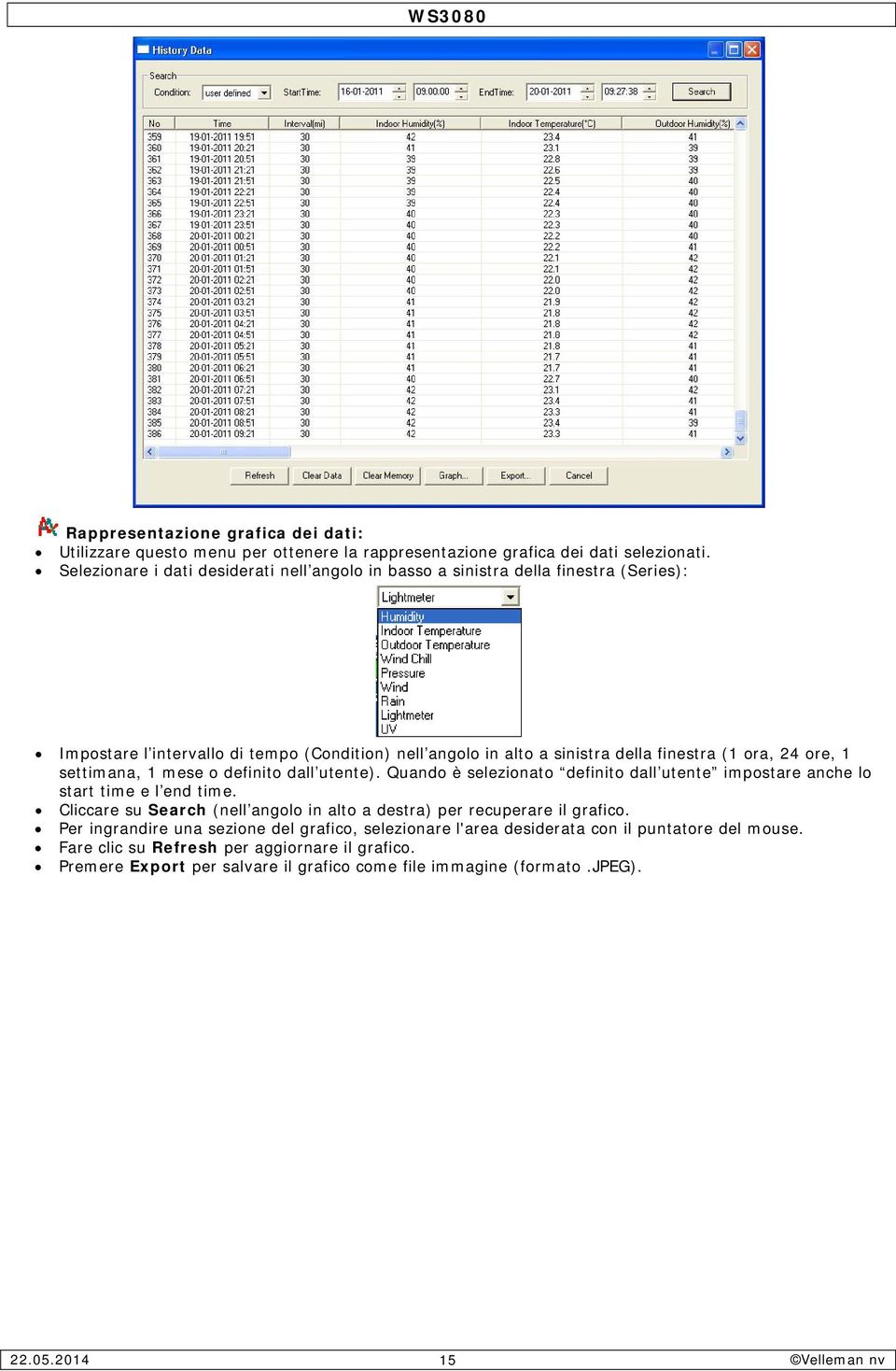 ore, 1 settimana, 1 mese o definito dall utente). Quando è selezionato definito dall utente impostare anche lo start time e l end time.