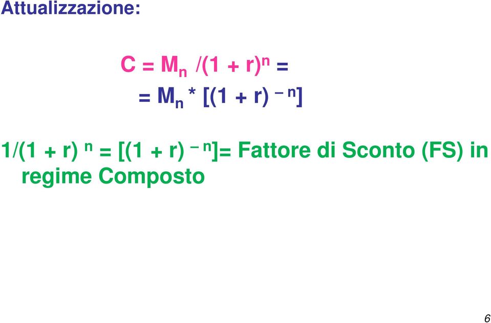 + r) n = [(1 + r) n ]= Fattore