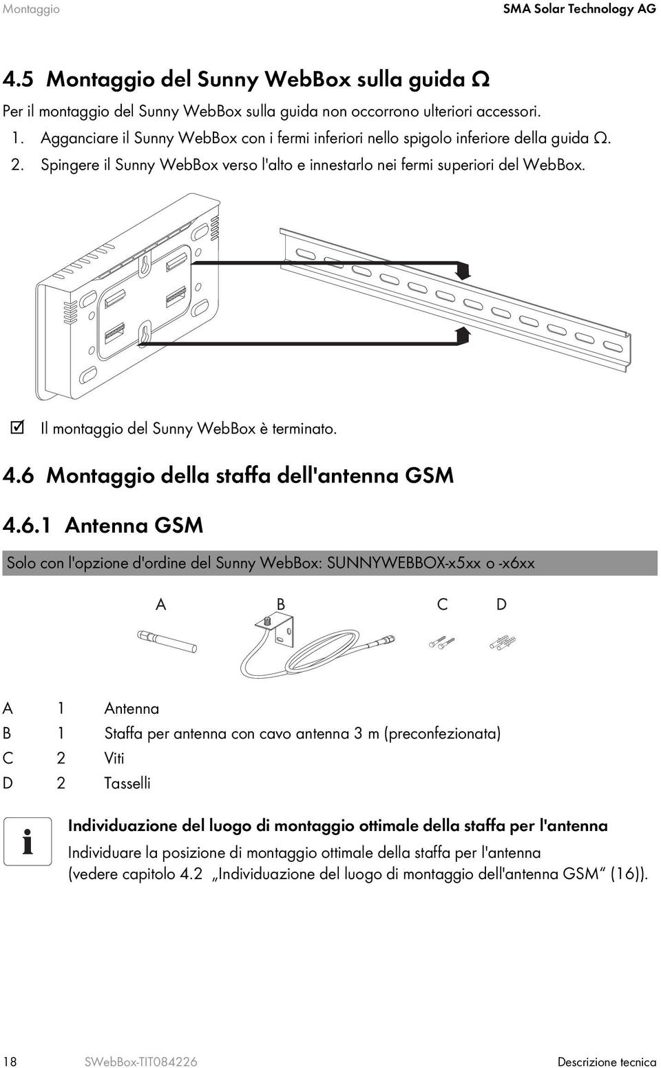 Il montaggio del Sunny WebBox è terminato. 4.6 