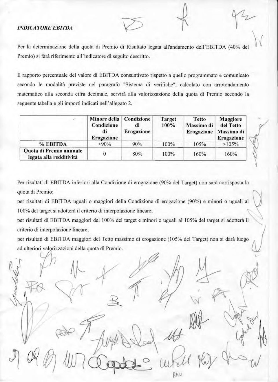 matematico alla seconda cifra decimale, servirà alla valorizzazione della quota di Premio secondo la seguente tabella e gli importi indicati nell' allegato 2.