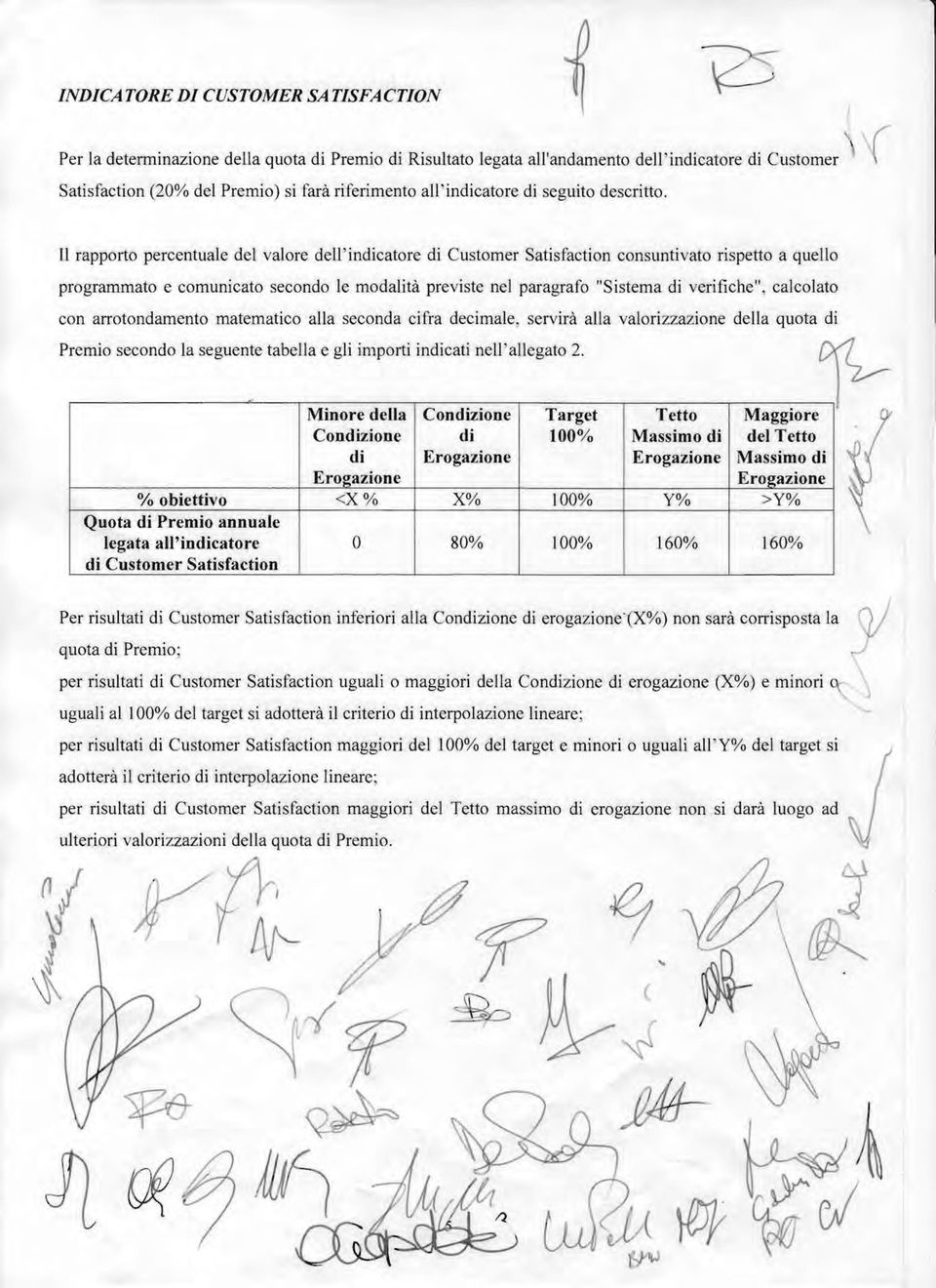 Il rapporto percentuale del valore dell 'indicatore di Customer Satisfaction consuntivato rispetto a quello programmato e comunicato secondo le modalità previste nel paragrafo "Sistema di verifiche",