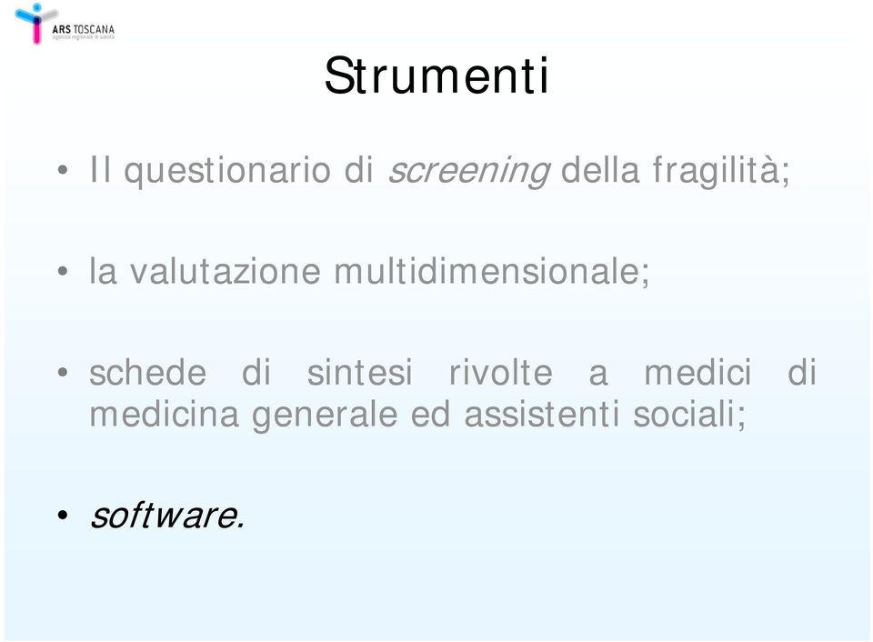 schede di sintesi rivolte a medici di