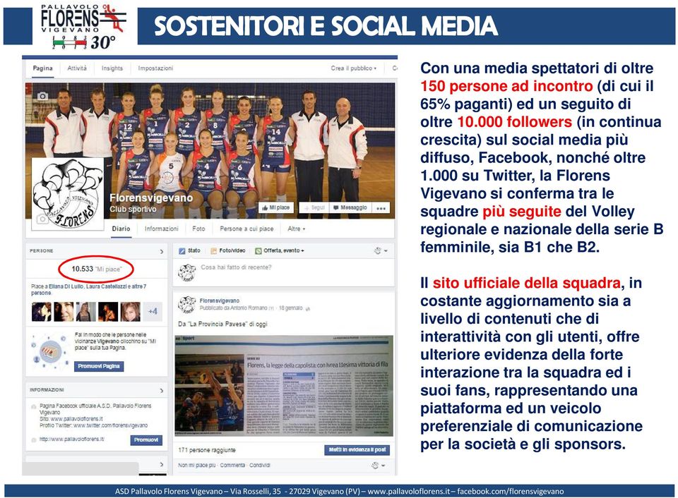 000 su Twitter, la Florens Vigevano si conferma tra le squadre più seguite del Volley regionale e nazionale della serie B femminile, sia B1 che B2.