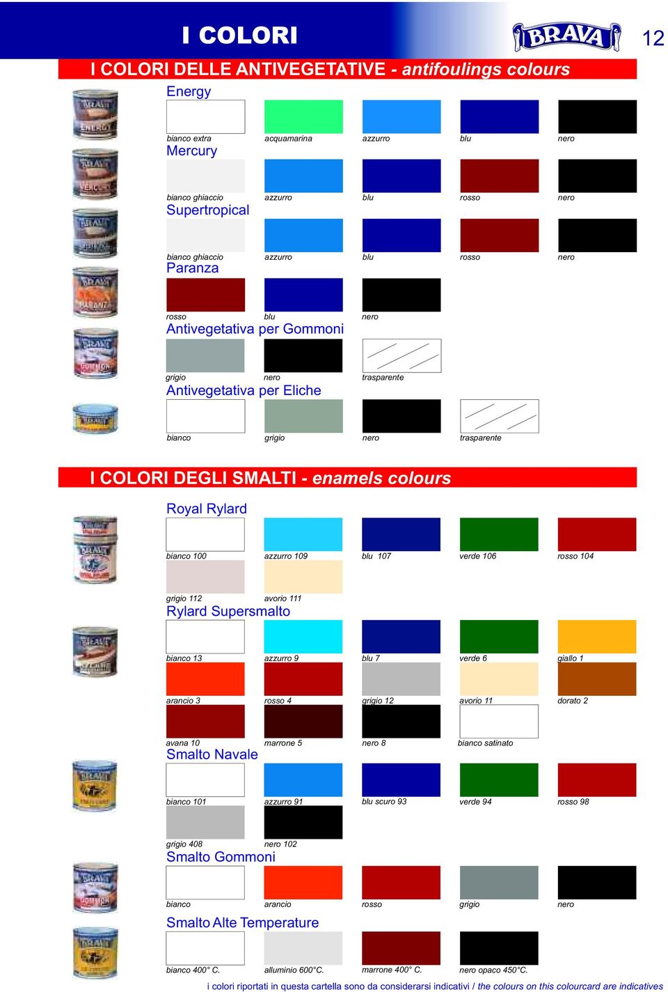 bianco 100 azzurro 109 blu 107 verde 106 rosso 104 grigio 112 avorio 111 Rylard Supersmalto bianco 13 azzurro 9 blu 7 verde 6 giallo 1 arancio 3 rosso 4 grigio 12 avorio 11 dorato 2 avana 10 marrone