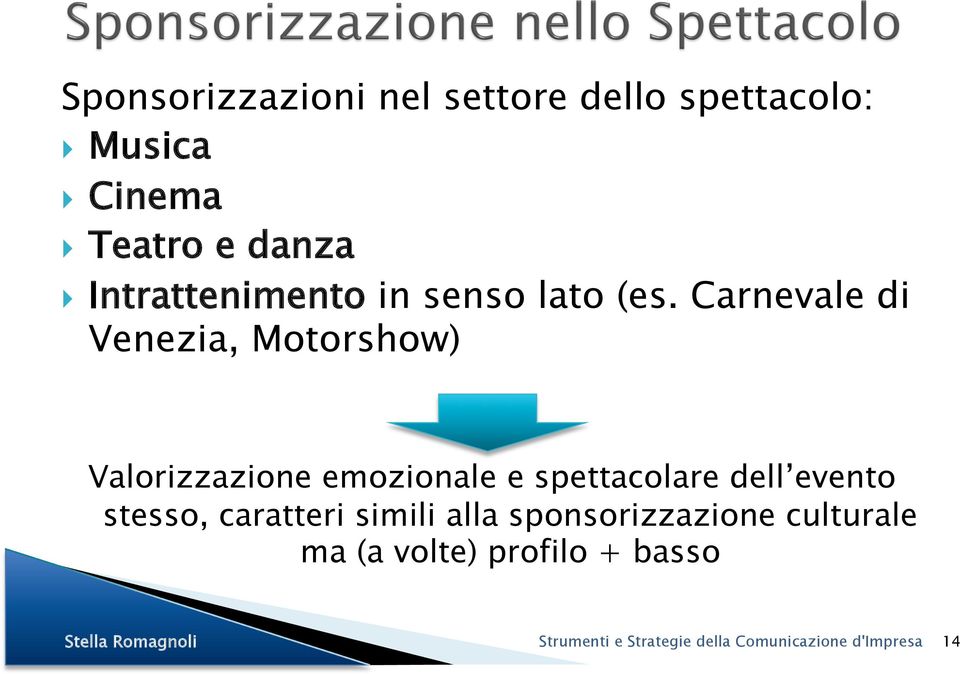 Carnevale di Venezia, Motorshow) Valorizzazione emozionale e