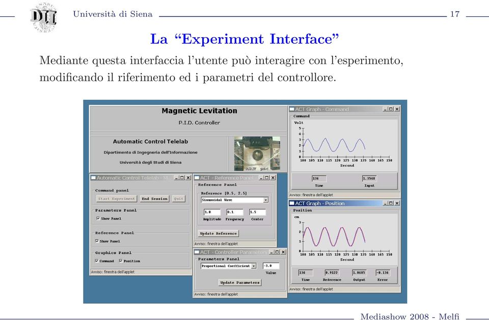 utente può interagire con l esperimento,