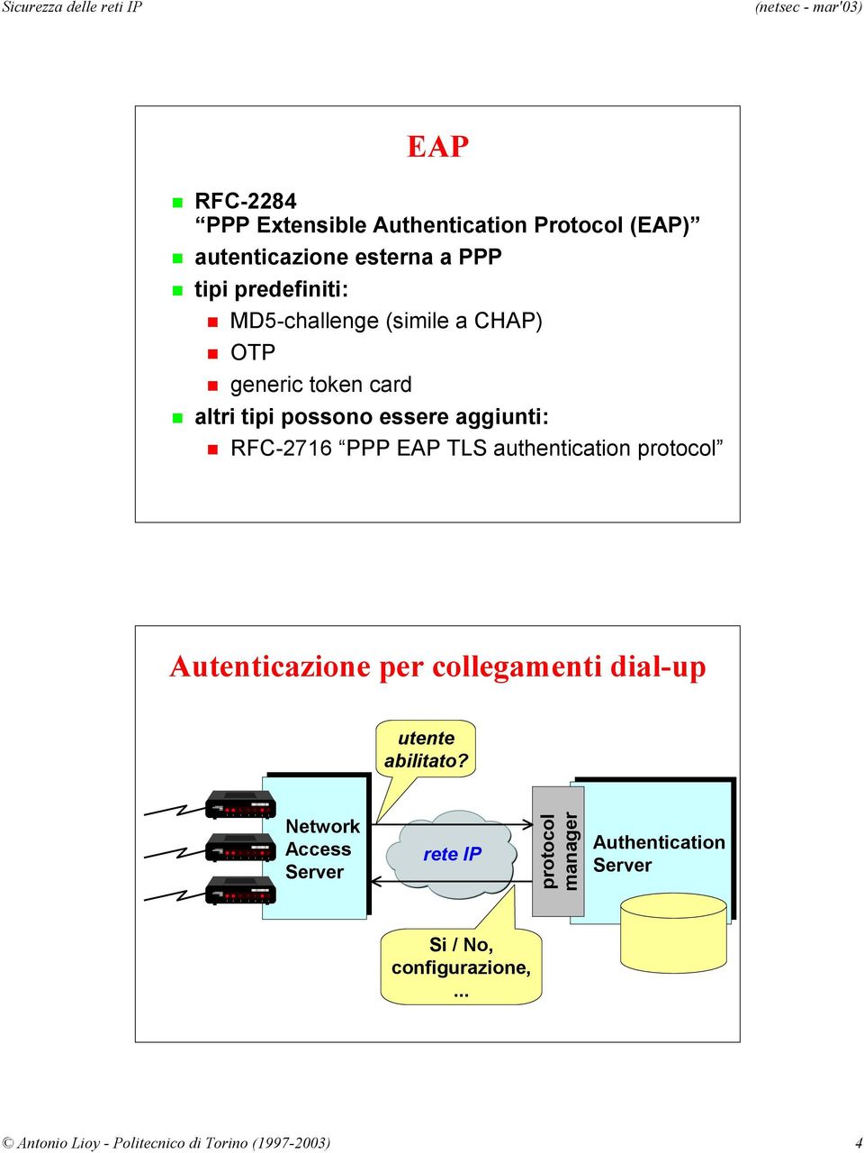 authentication protocol Autenticazione per collegamenti dial-up utente abilitato?