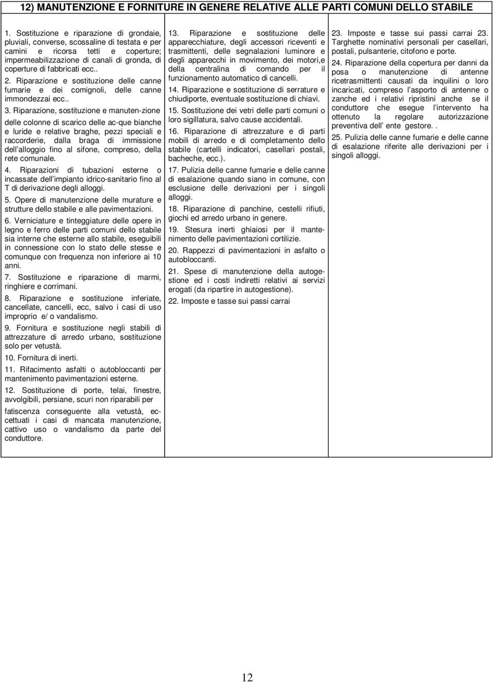 Riparazione e sostituzione delle canne fumarie e dei comignoli, delle canne immondezzai ecc.. 3.