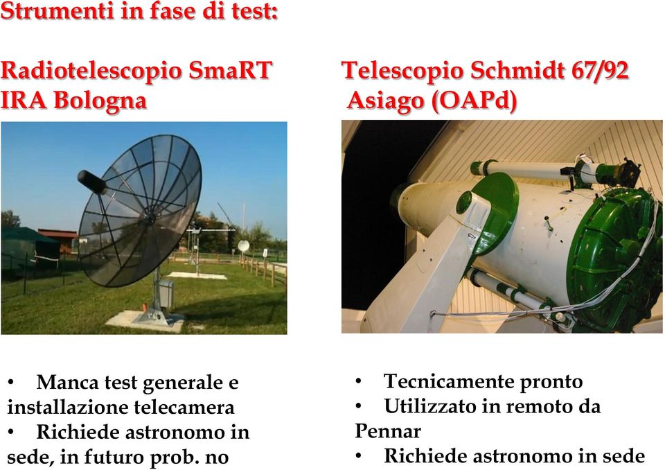 telecamera Richiede astronomo in sede, in futuro prob.