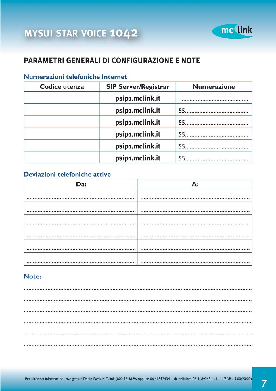 Internet Codice utenza SIP Server/Registrar